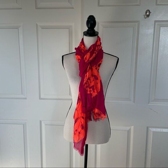 Fuchsia/Bright Pink and Orange Butterfly Scarf - Picture 3 of 10